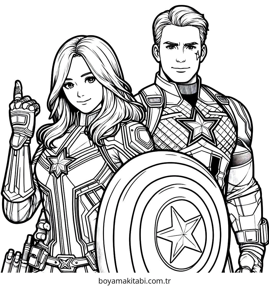 Captain America boyama sayfası – eğlenceli etkinlik, el becerilerini geliştirir