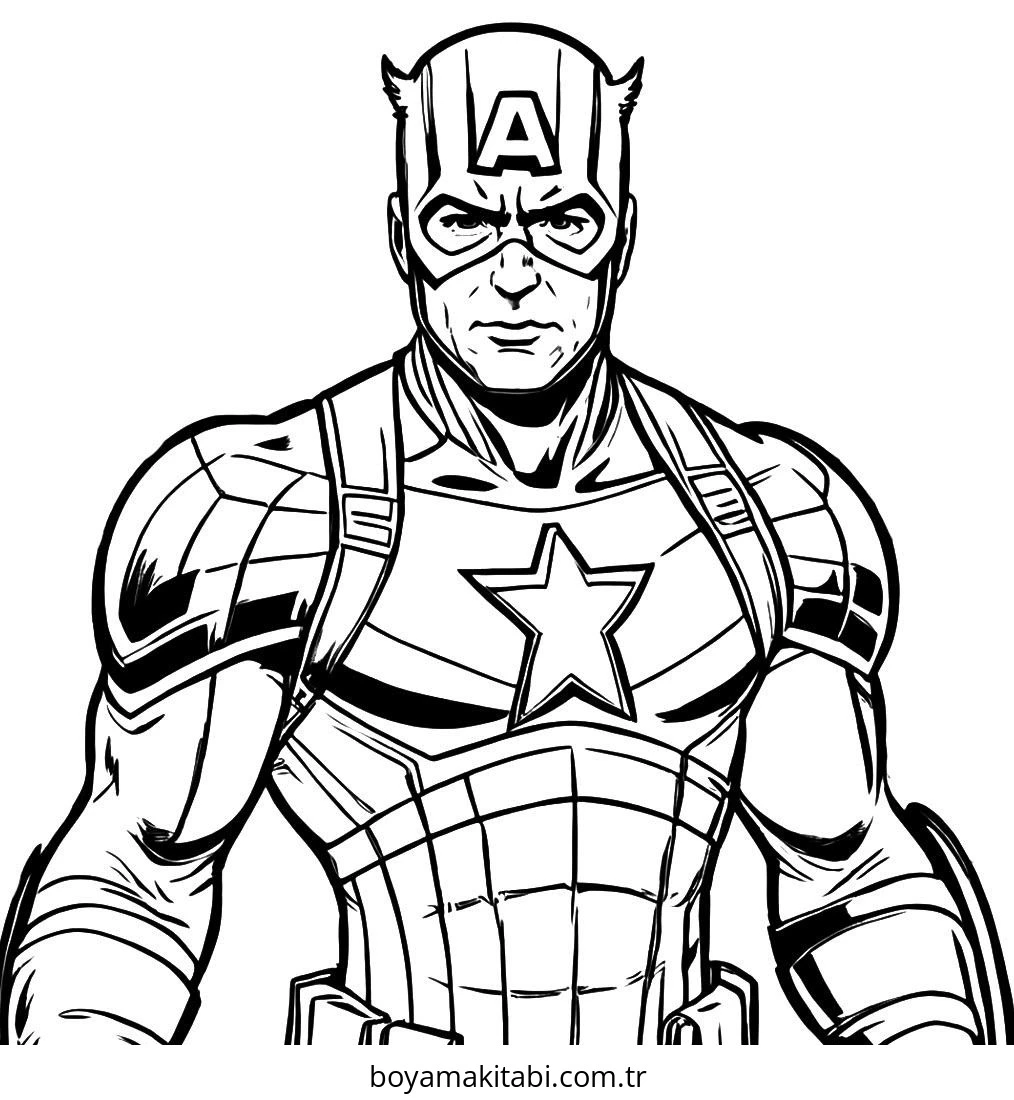 Captain America boyama sayfası – yaratıcılığı geliştirir, keyifli zaman